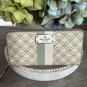 Kate Spade Penn Place Grey & White Neda Zip Around Wallet